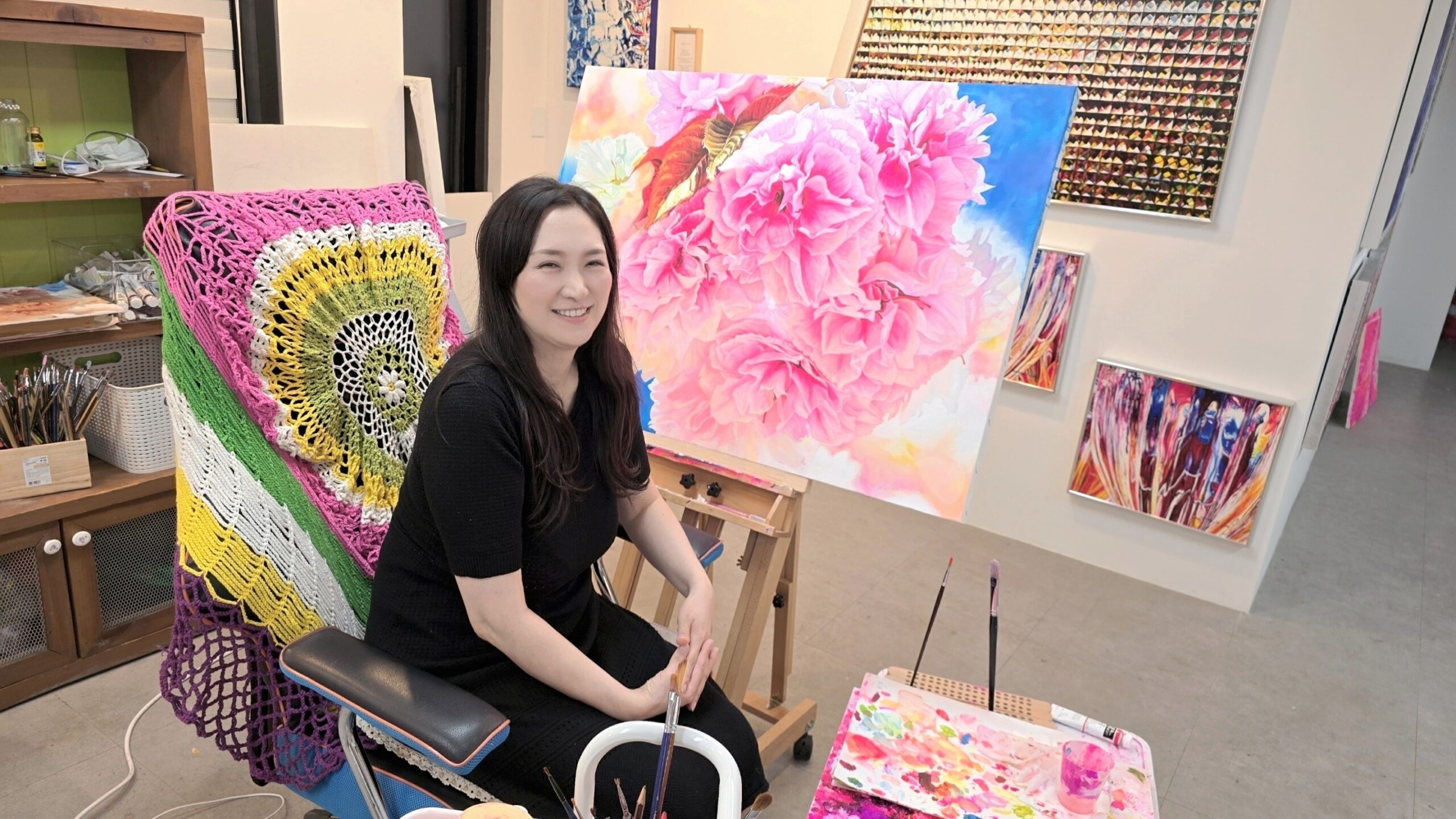 Jennifer Lee in her studio, where memory, light and the invisible are explored through painting.