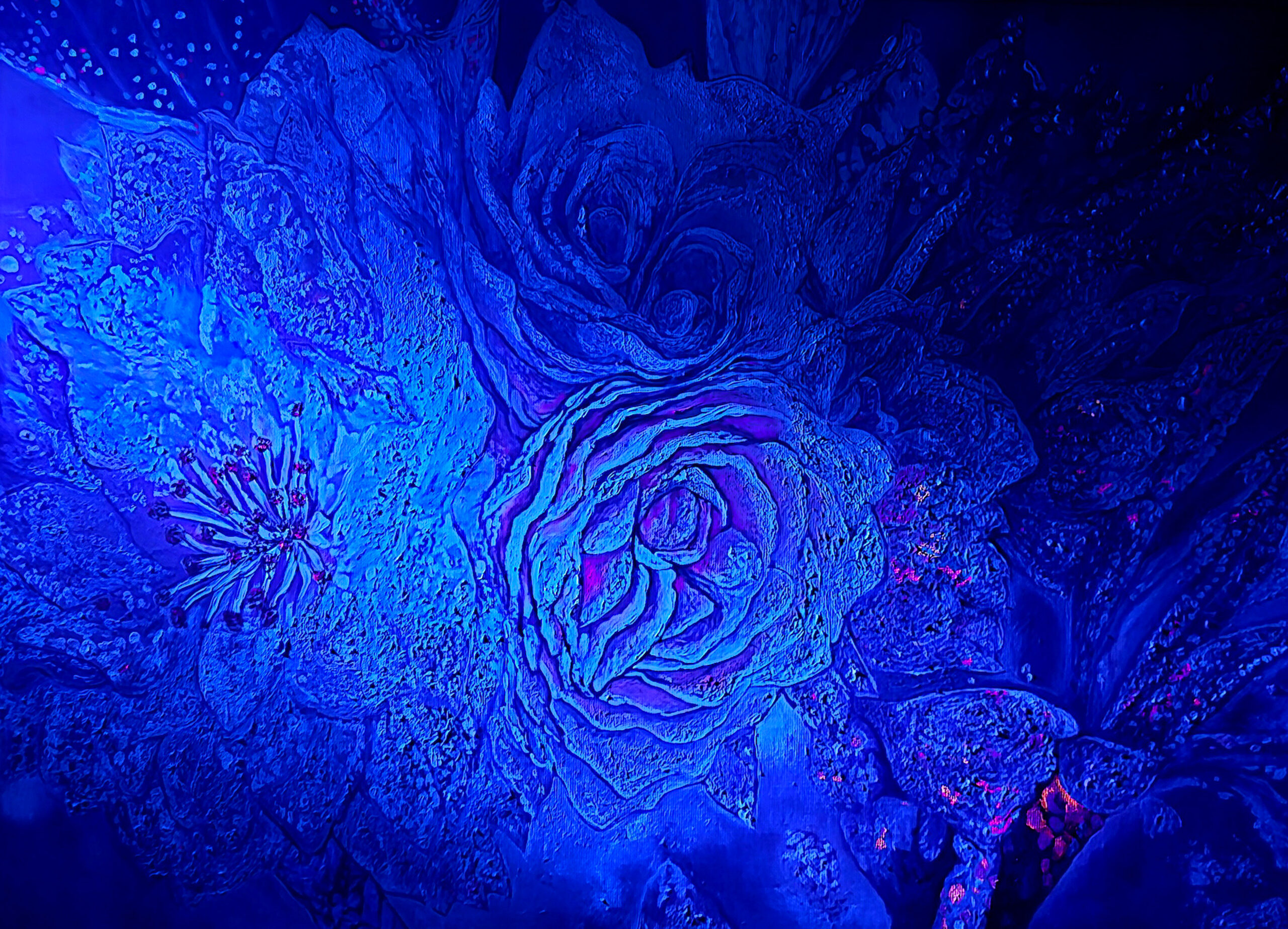 Where Silence Blooms in Blue under UV light