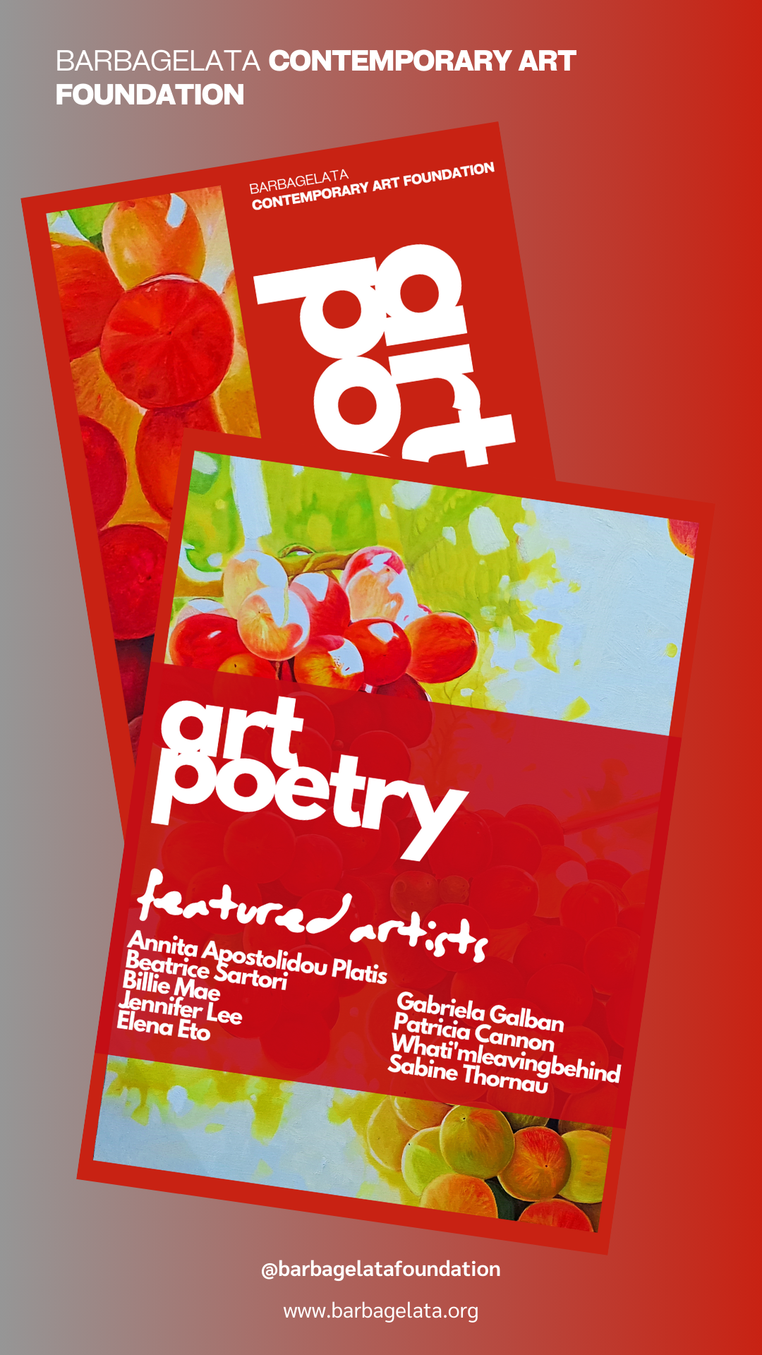 Cover of the Barbagelata Art Poetry Book published by the Barbagelata Contemporary Art Foundation, featuring Jennifer Lee as one of the selected contemporary artists.