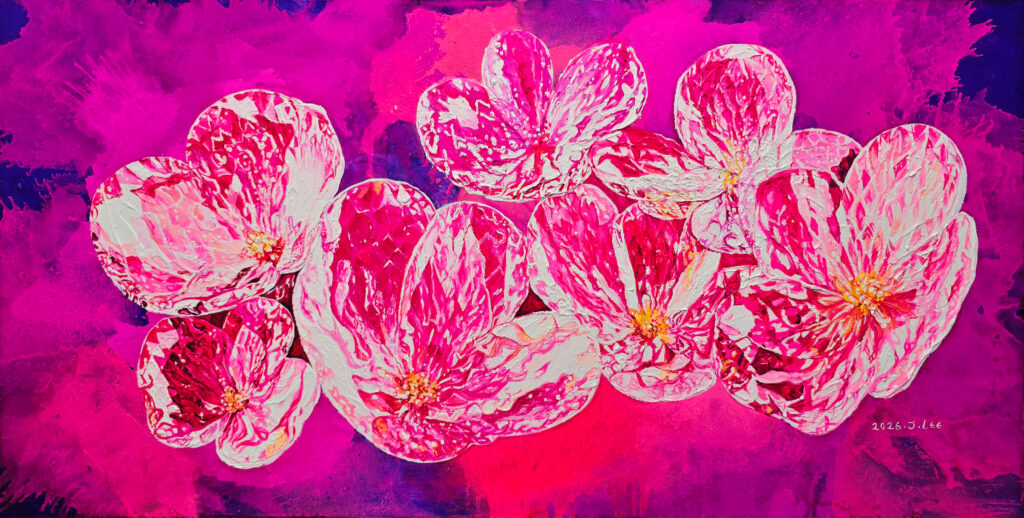 Echo of a Bloom by Jennifer Lee, a crystallized hydrangea painting shown under normal light